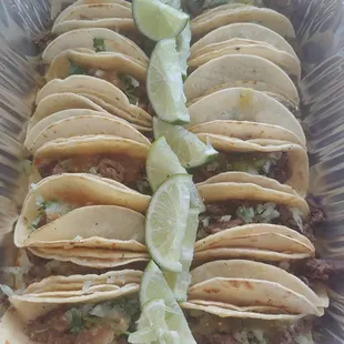 a tray of tacos