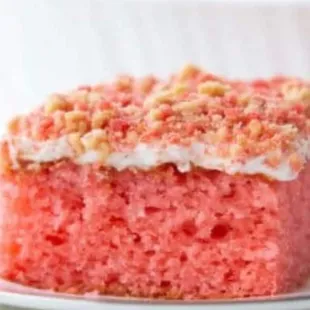 a slice of strawberry cake