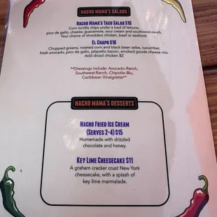 Back of menu