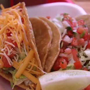 Beef Taco (crunchy); Fish taco (soft)