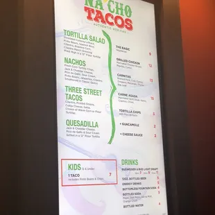 Menu of the new mexi place