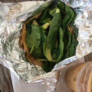 Spinach and Avocado Taco