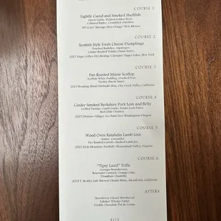 The tasting menu