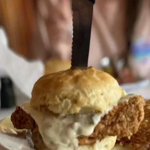 a fried chicken sandwich and potato chips