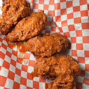 three pieces of fried chicken