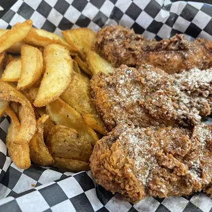 Chicken tenders and potatoes