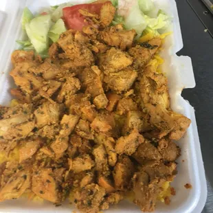 a chicken salad in a styrofoam container