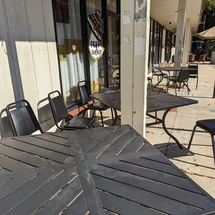 tables and chairs outside