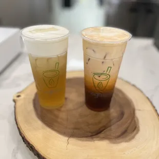 Jasmine tea with sea salt crema and Thai tea with sea salt crema