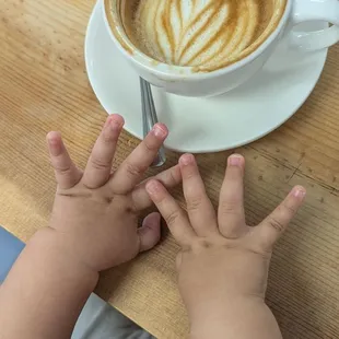 Oat milk cappuccino at risk of being taken by the babe