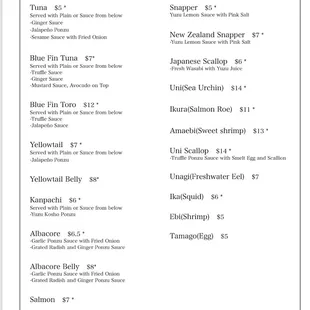 menu