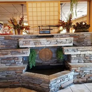 a fountain in the lobby