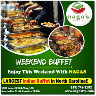 Largest Indian Buffet in North Carolina with authentic and exotic dishes at Nagas South Indian Cuisine