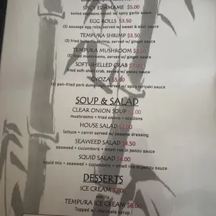 Appetizer, soup &amp; salads, desserts