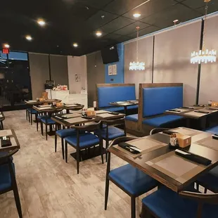 empty tables and chairs