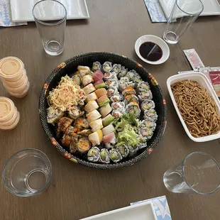 sashimi, sushi, sushi and sashimi, food