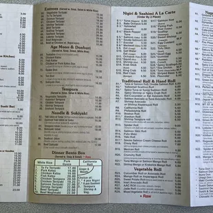 menu