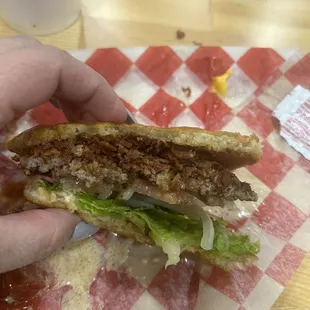 Pastrami burger (I smashed the bun to fit in my mouth LOL)