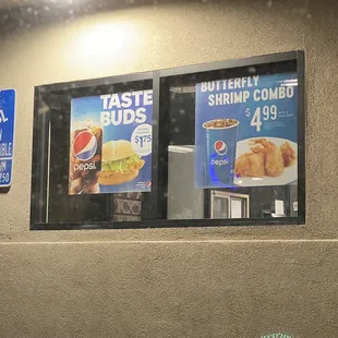 a menu and a sign