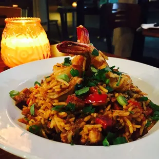 Louisiana "inspired" Jambalaya! Prawns, chicken, sausage with chef Ryan's secret rice!