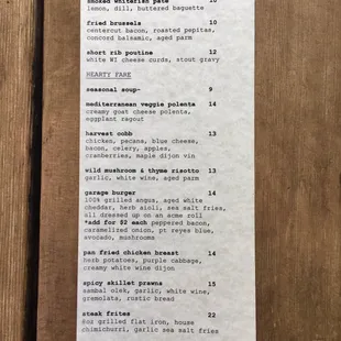 November Dinner Menu