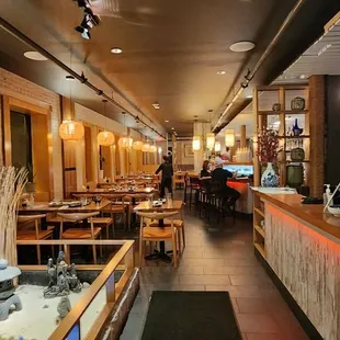 interior, sushi and sashimi