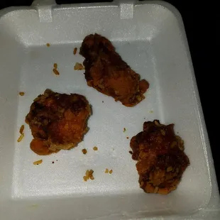 fried chicken in a styrofoam container