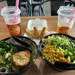 Spring Rolls Refreshers Left: Miso Ramen Right: Vegetable Ramen