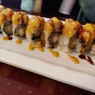 a closeup of the sushi