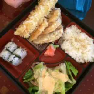 Tempura chicken box. There were only a couple of chicken pieces and the rest was deep fried veggies of some sort.