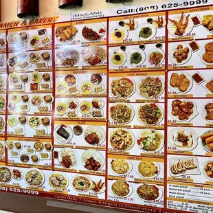 a large menu of asian food