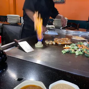 a chef preparing food