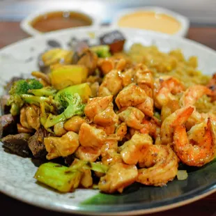 Hibachi Shrimp, Steak, &amp; Chicken Combination Dinner