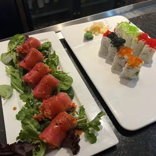 two plates of sushi