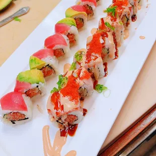 a plate of sushi on a table
