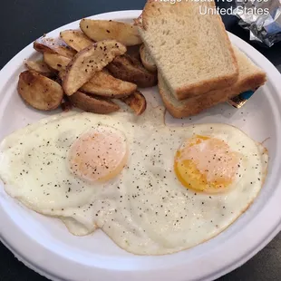 The Sounder -2 eggs w/ home fries &amp;toast.