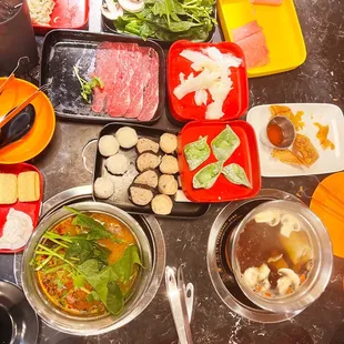 a table full of food