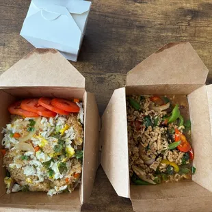 Crab Fried Rice and Pad Kra Pao with minced chicken