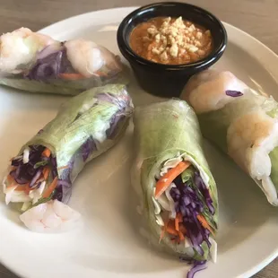 Garden wraps with tangy Peanut Sauce