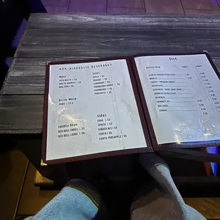 Drink menu