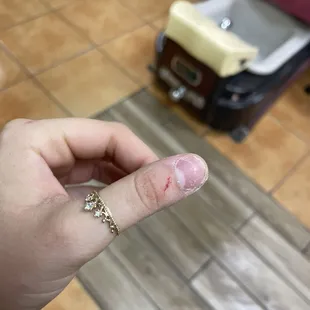 Cut my thumb, didn't even apologize and took off my nails so aggressively because I told her that's not what I had asked form