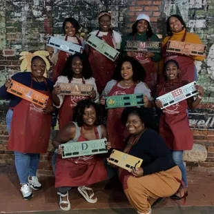 Outside the shop - we all did the same thing but customized it to our liking!