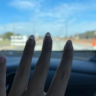 this are my nails that u can see underneath. the shape looks good but i underneath is not acceptable