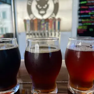 three glasses of beer