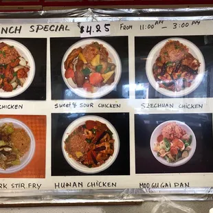 a menu for lunch special