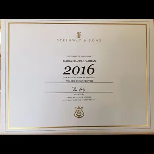 Top teacher award 2016