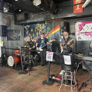 a band playing on stage