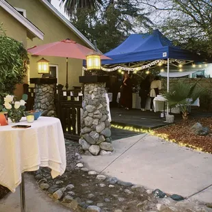 a table set up outside