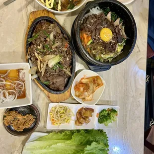 a table full of asian food