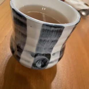 Hot barley tea when you arrive